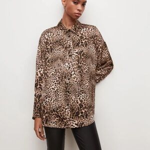 Allsaints Leopard Print Inez Kiku Button Up Shirt Size 4 Animal Mobwife Office